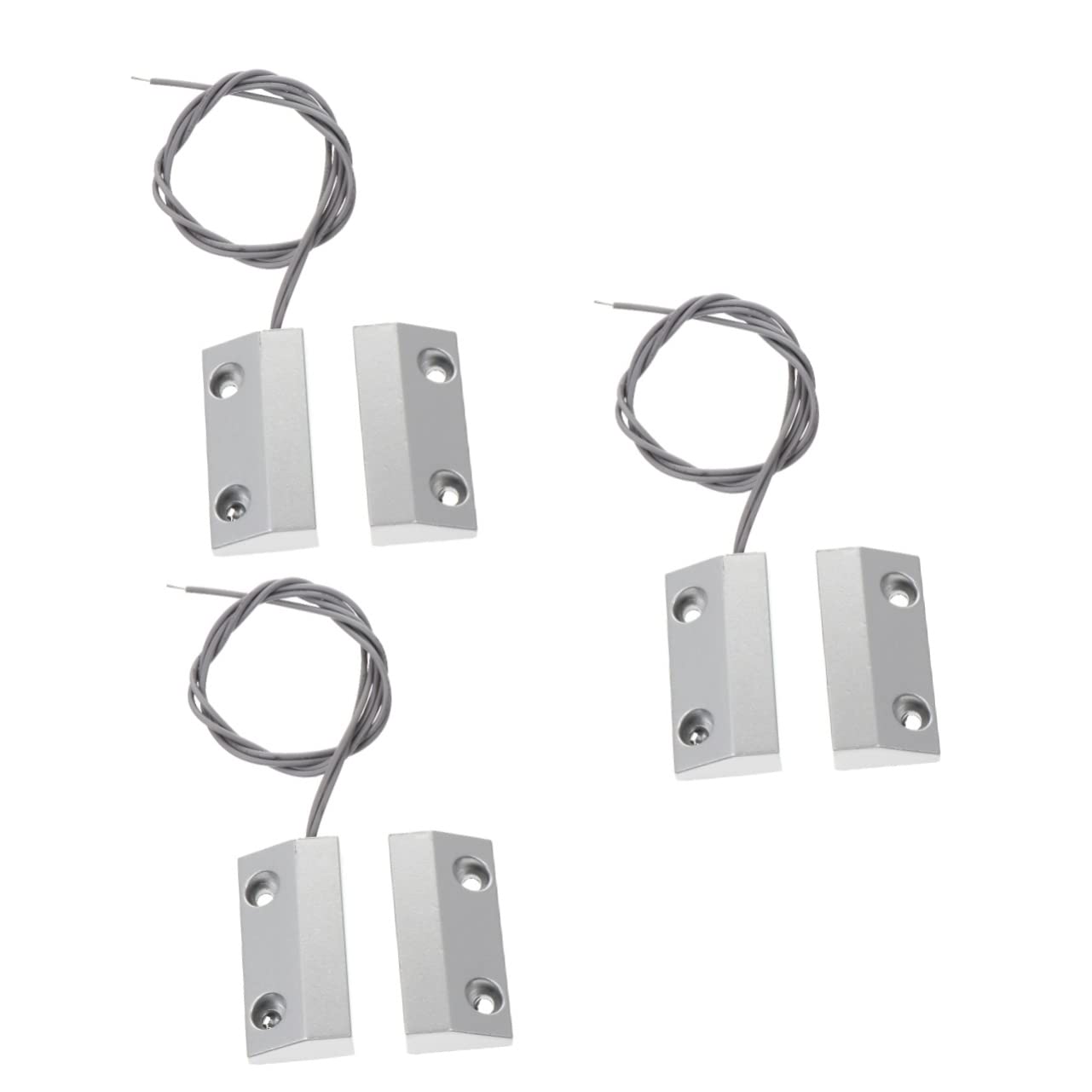 POPETPOP 3juegos Sensor Magnético De Alarma Para Puertas y Ventanas De Zinc Aleado Instalación Fija Diseño Perfil Para Puertas De Entrada y Persianas De Seguridad