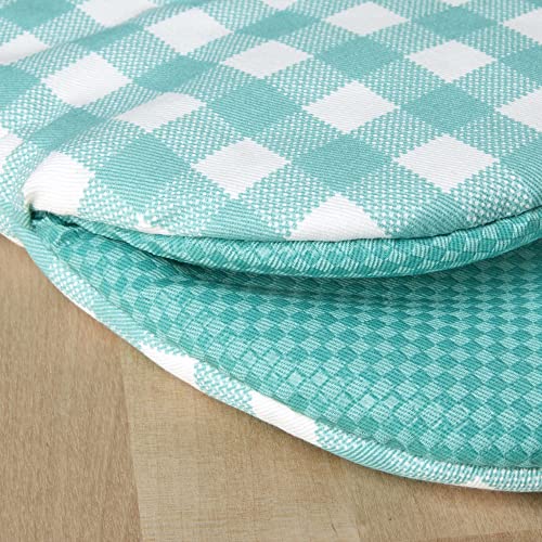 Image of KitchenAid Gingham Mini Oven Mitt 2-Pack Set, Aqua Sky, 5.5 inchx8 inch