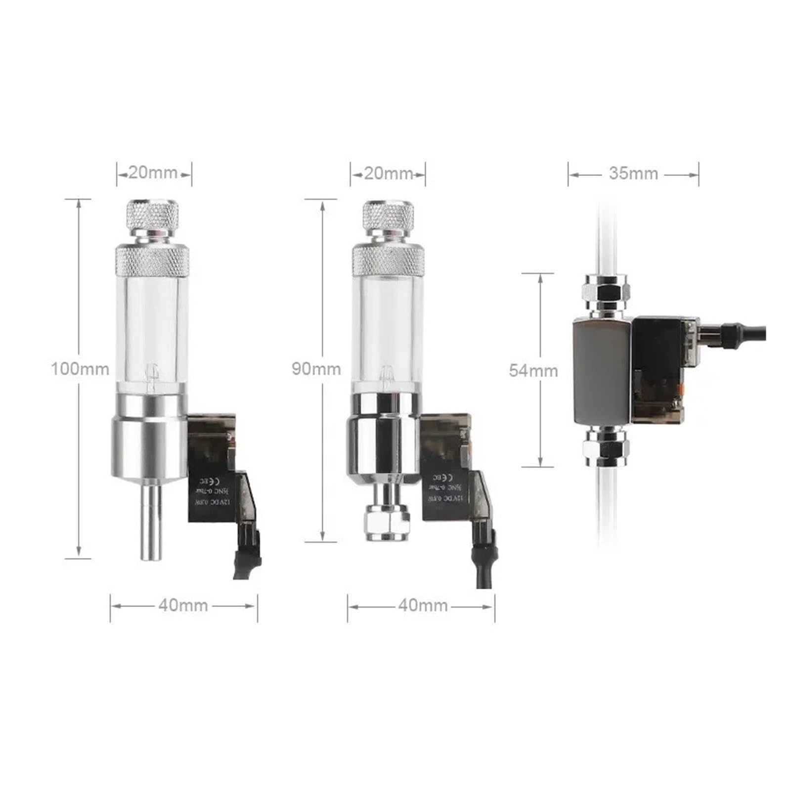 DIY Aquarium CO2 Bubble Counter Regulator Non-return Carbon Dioxide Measurement Device Magnetic Solenoid Kit Check Valve(Quick plug)