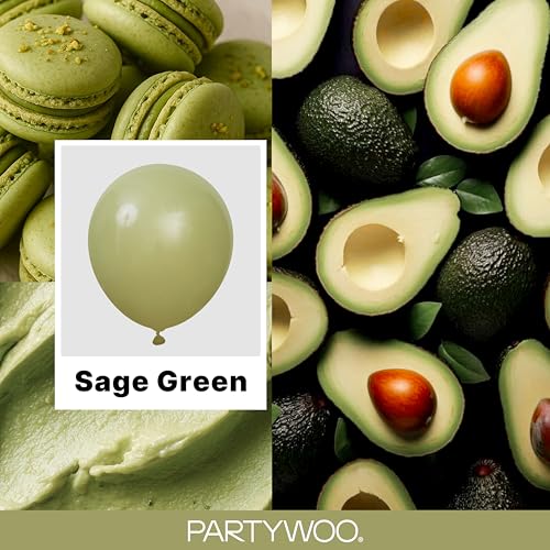 Image of PartyWoo Sage Green Balloons 100pcs Different Sizes of 18 12 10 5 Inch Olive Boho Green Latex Balloon Arch Kit for Wedding Birthday Dinosaur Jungle Golf Football Theme Party Decorations Green-F11