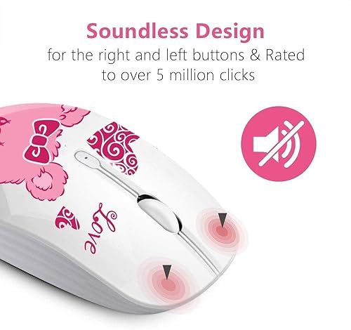 Miniatura 3 de JUHOO Ratón inalámbrico con nano receptor para PC, portátil, portátil, computadora, MacBook, menos ruido, ratones ópticos móviles portátiles (oso).