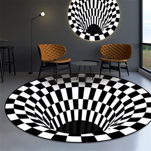 Tapis moderne salon isolant phonique à motif géométrique noir et blanc