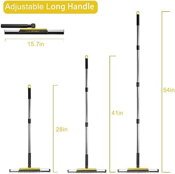 Floor Squeegee Broom, Long Handle Rubber Water Wiper Mop for Concrete Floor