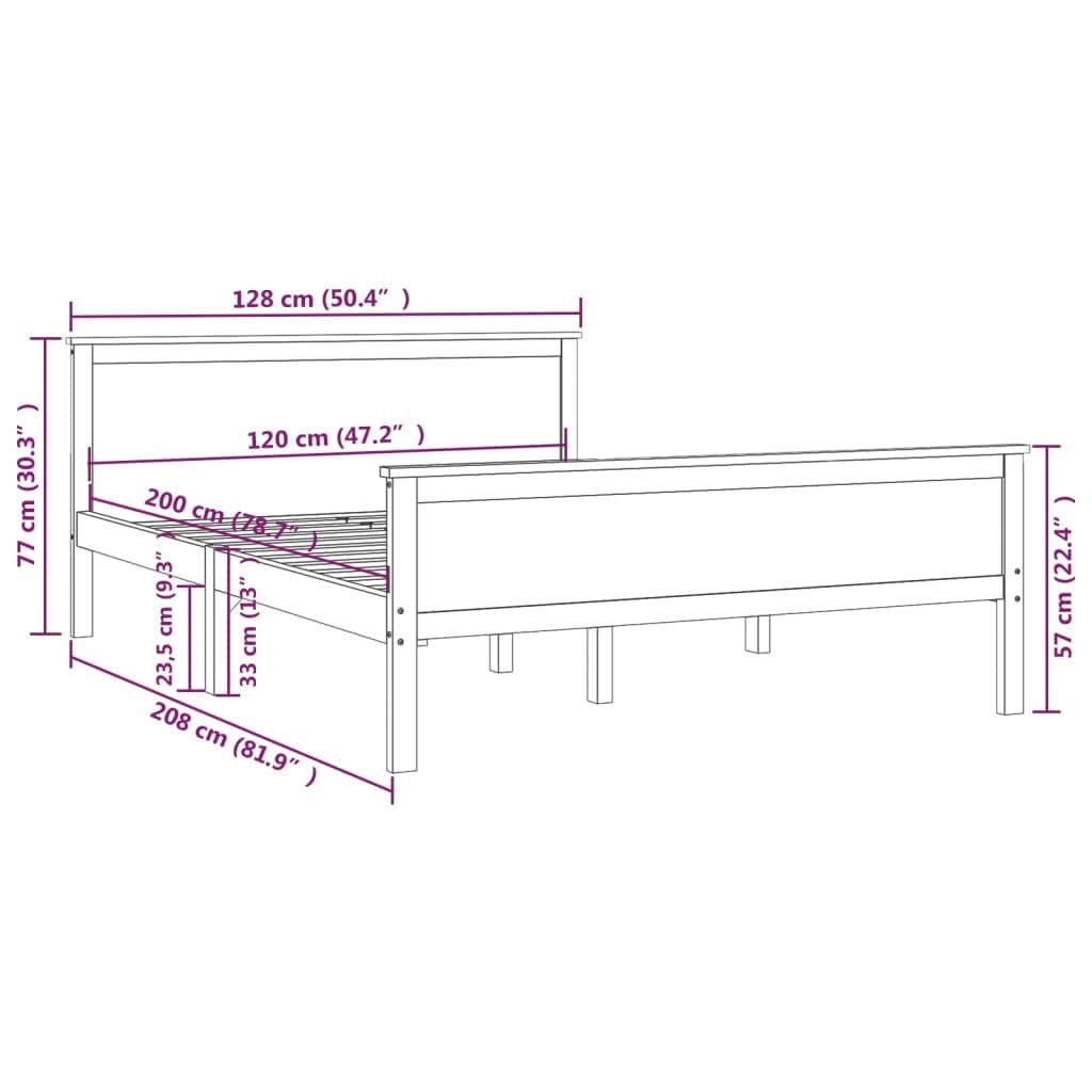 Marco de cama de madera maciza para dormitorio, 120 x 200 cm, madera de pino natural, plataforma estable con cabecero para adultos, jóvenes, muebles robustos sin colchón