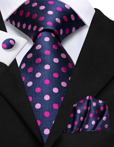 Image of Dubulle Mens Paisley Floral Silk Tie for Men Striped Necktie and Pocket Square Cufflinks Set Wedding Business