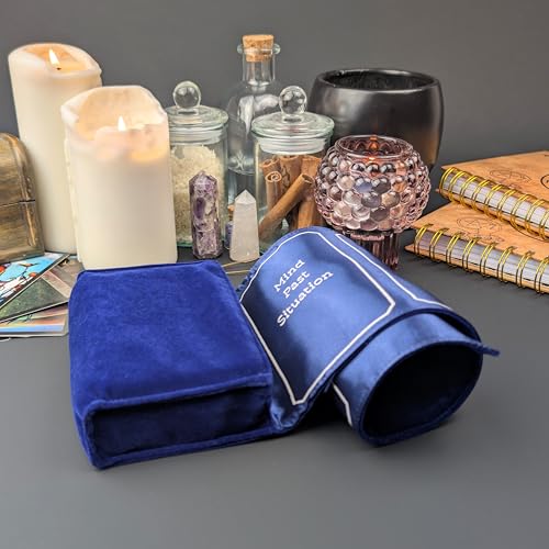 Witchy Cauldron Tarot Wrap and Pouch - Satin Tarot Storage and Spread Pattern Holder(Royal blue)3