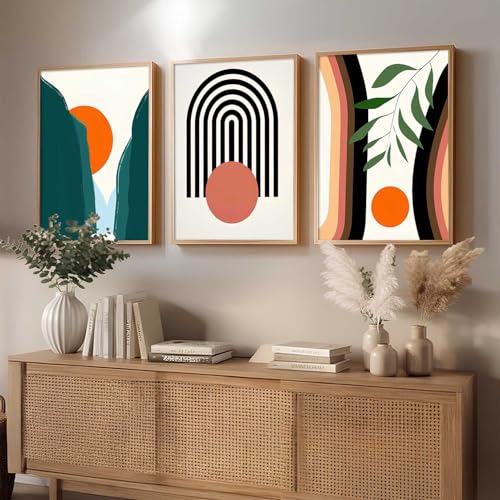 Image of kotart Home Decor Boho Painting Decorative Wall Art | Aesthetic Poster With Frame For Living Room Bed Room Hotel Wall Decor Digital Reprint Set of 3 (10X13 inch)