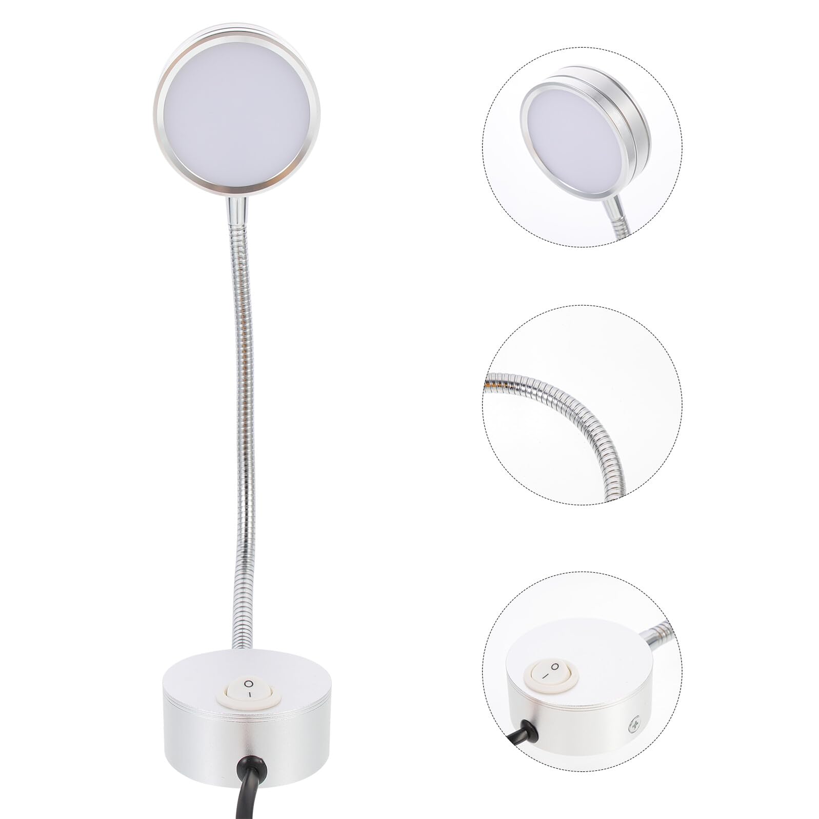 Lámpara de Lectura para Cama LED de Pared, Luz Decorativa de Aluminio Plata Cuello Cisne Flexible, Fácil de Usar para Dormitorio y Pasillo