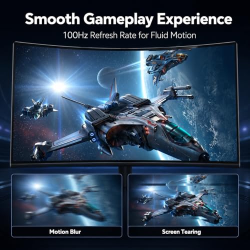 Image of 24 Inch Gaming Monitor, FHD 1080P IPS Display, 100Hz Computer Monitor, 3ms MPRT, Built-in Speakers, HDMI & DisplayPort, VESA Mount, Low Blue Light, Flicker-Free, 16.7M Colors