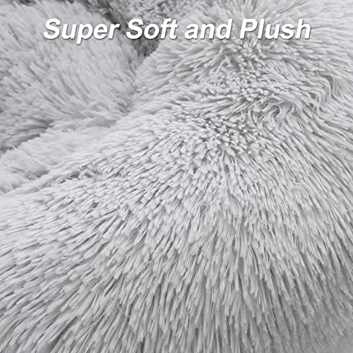 MIXJOY Comfortable Donut Cuddler Round Dog Bed Ultra Soft Washable Dog and Cat Cushion Bed (23'', Grey)