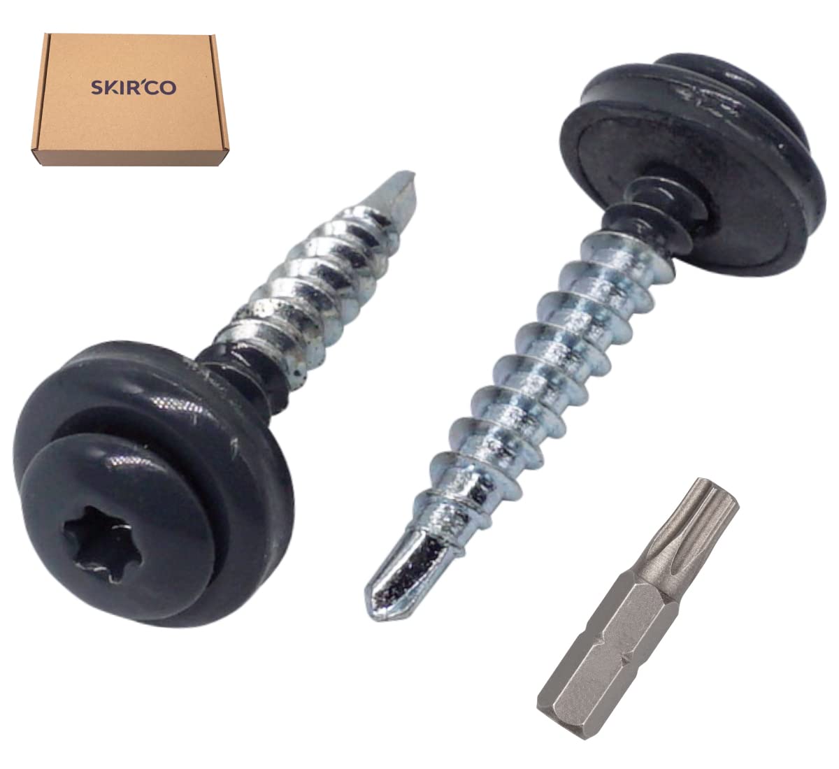 SKIR'CO (250 Stück) Blechdacherschrauben 4,8 x 35 mm lackiert selbstbohrende Schrauben mit EPDM Unterlegscheiben Blech Torxschraube (Anthrazitgrau RAL 7016)