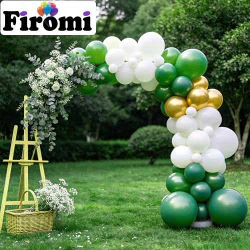Image of Firomi Pearl Green Balloons 12-inch 100 Pack (with 3 Ribbons) | Latex Thicken Premium Durable Shiny Balloons for Birthday Wedding Hunter