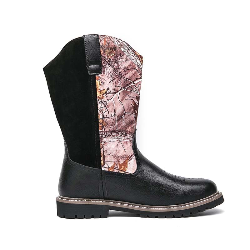 Men's Western Boots,Men's Cowboy Boots,Men's Outdoor Casual Leather Boots,Biker Boots,Leaf Graffiti Design,Fashion and Comfortable,Non-slip,Durable and Soft3
