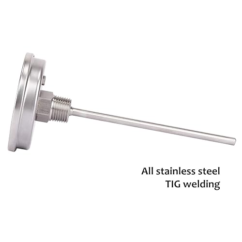 Miniatura 5 de MEASUREMAN Olla totalmente de acero inoxidable, hervidor, termómetro de esfera bimetálica de cerveza, esfera de 3.0 in, vástago de 6.0 in, 0-250