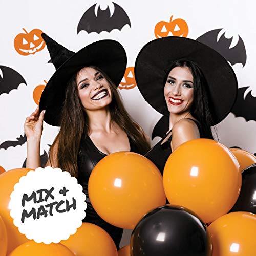 Prextex 75 Black Party Balloons 12 Inch Black Balloons With Matching Color Ribbon For Black Theme Party Decoration, Weddings, Baby Shower, Birthday Parties Supplies Or Arch Décor - Helium Quality #TOP3