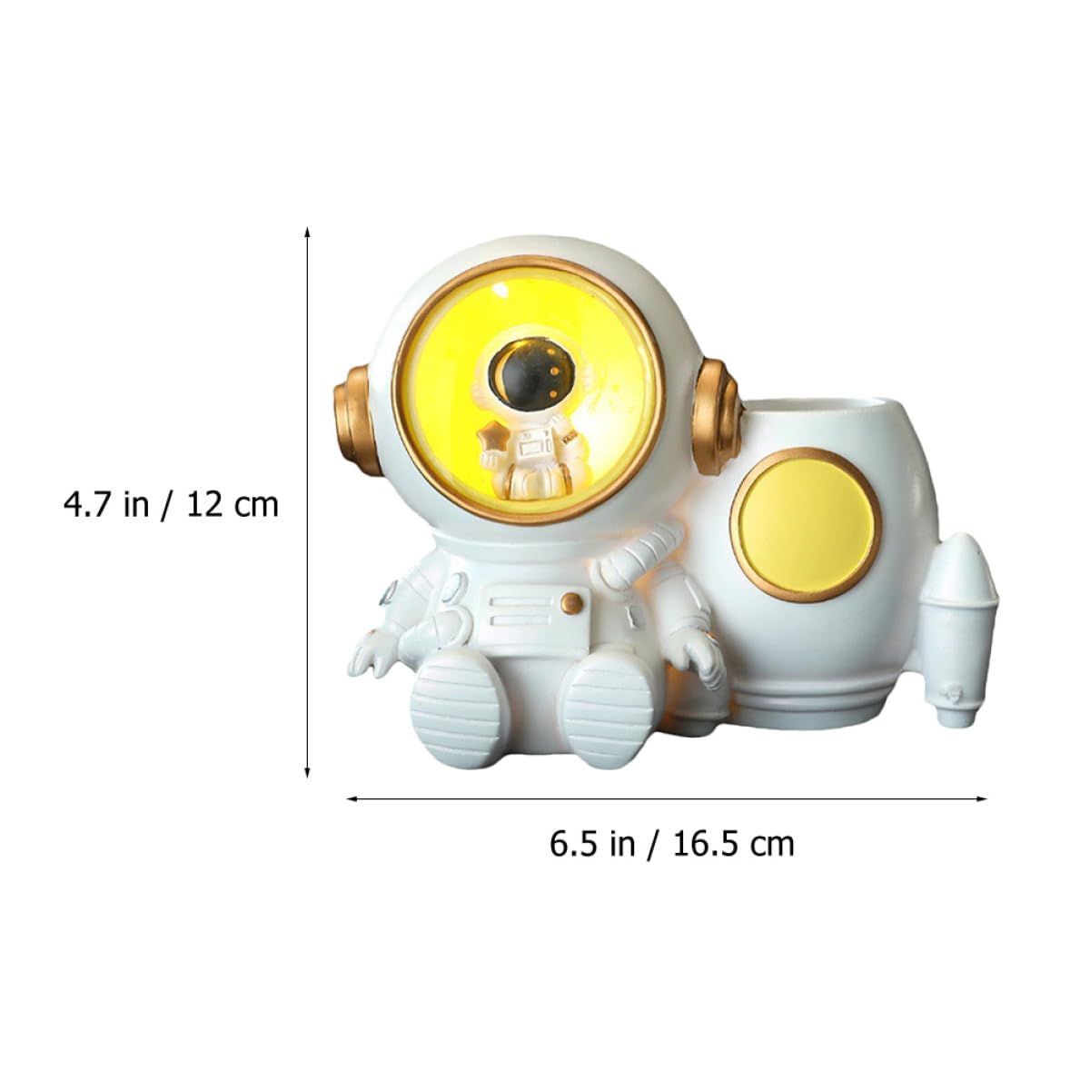Zerodeko Portapenne Astronauta con Luce Porta Penne da Scrivania in Resina Bianco Grande Capacità per Studio e Ufficio
