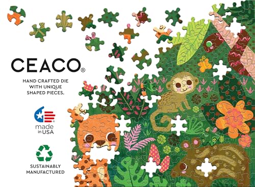 Ceaco - Rompecabezas de 100 piezas de animales de la jungla para niños de 6 a 8 años | Arte de Kim Fleming, Hecho en EE. UU., Tablero reciclado, Tamaño terminado 11 x 15 pulgadas miniatura 6