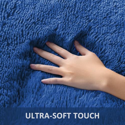 image for Ophanie 6x9 Blue Rugs for Living Room, Large Fluffy Shag Fuzzy Plush S