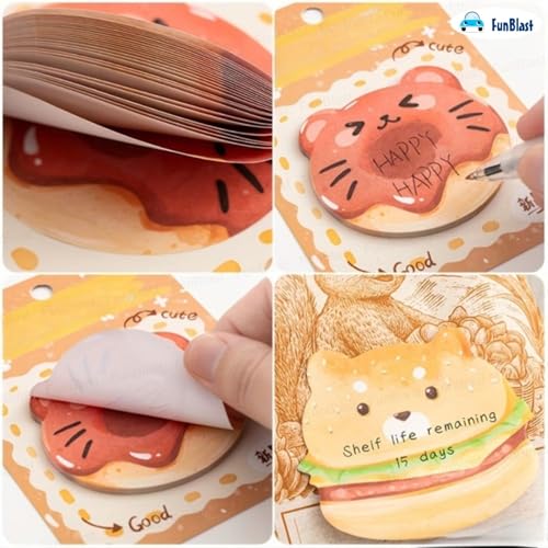 Image of FunBlast Sweet Paws Sticky Notes, 6 Sheets - 180 Sticky Notes, Sticky Pad for Study, Point It Marker Stationery Items, Self-Adhesive Memo Pad, Planners and Memo Sticker (Multicolor)