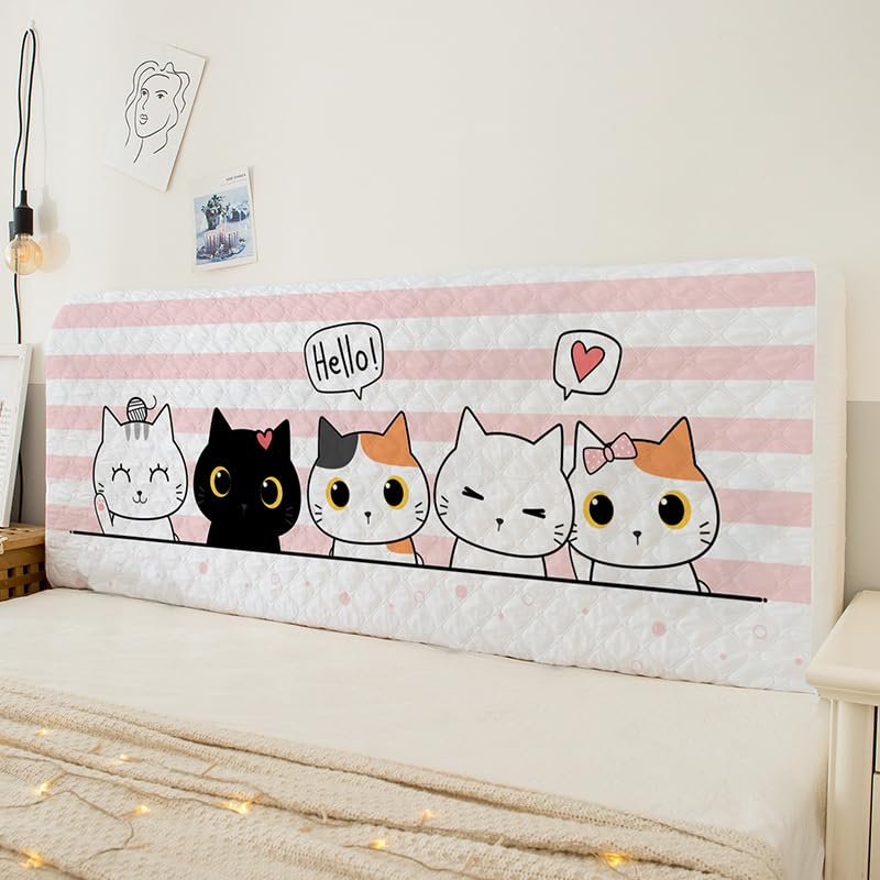 Fundas Cabeceros Gato Rayado Naranja Funda Cabecero Poliéster Cabeceiras de Cama Estirable Funda para Cabecero Lavable Protector de Funda de Cabecera para Cabeceros Cama 180 cm (para 170-190cm)