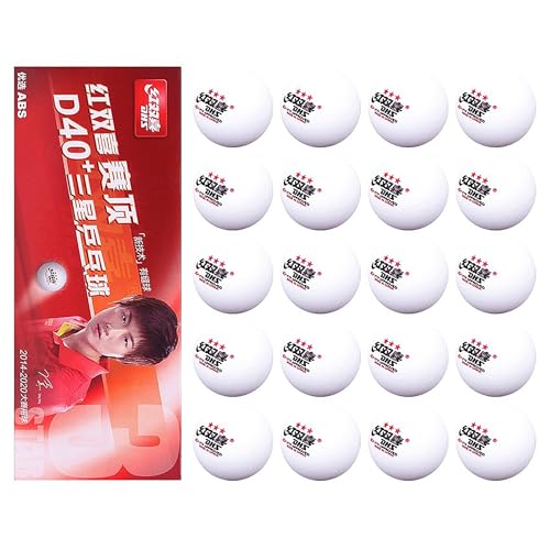 DHS ABS D40+ 3-Star White Table Tennis Balls, 20 Balls, 2 Boxes