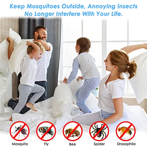 Fliegengitter Fenster, 4 Stück 130x150cm Insektenschutz Fenster mit 4 Rollen Selbstklebeband und 3 Stück Moskitonetz für Fenster Reparatur, Zuschneidbar auf Fenstergrößen bis 130x150cm