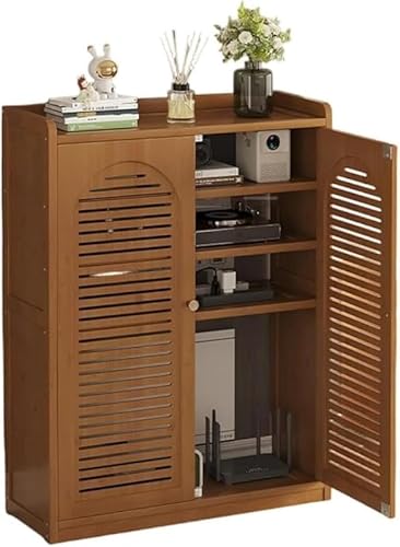 Scifimp 木製ルーター収納ボックス 扉付き スリムコンパクト設計 通気性優れ放熱可能 多層構造 パンチフリー設置 オフィス・リビング・玄関用 スマホスタンド機能付き