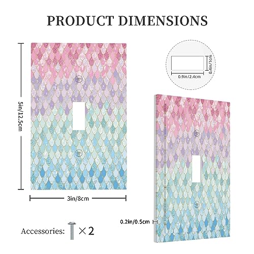Xuejiaku XUEJIAKU0719 Colorful Mermaid Scales 1 Gang Light Switch Cover Decorative Single Toggle Wall Plate Electrical Switchplate Home Decor For Girls Bedroom Kids Baby Nursery Living Room Decorate thumb #4