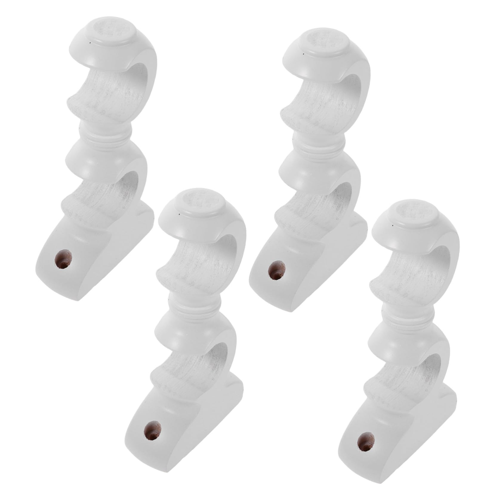 FRCOLOR 4 Pezzi Supporto in Legno per Bastone Doppio Staffa di Fissaggio Robusta Base Stabile per Bastone Accessorio per Tende