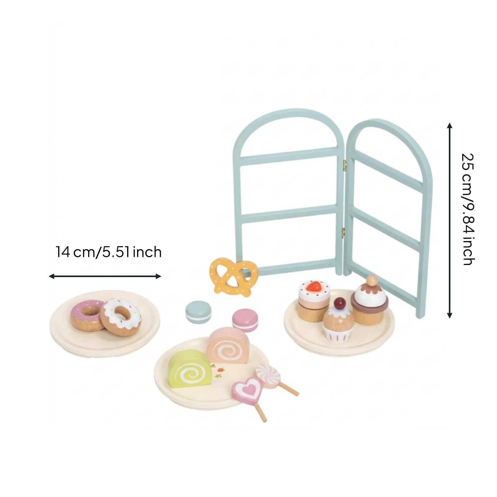 Set da Tè Giocattolo con Dolci in Legno Gioco D'imitazione a Misura di Bambino per Cameretta