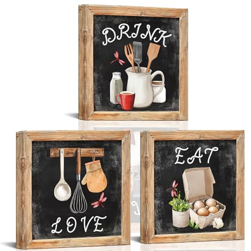 xiysien Eat Drink Love Wall Art Kitchen Pictures Canvas Artwork f...