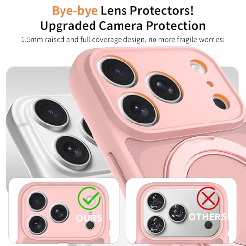 Image of Magnetic Case for iPhone 17 Pro with Magnetic Ring Stand, [Compatible with Magsafe] [Military Grade Drop Protection] Shockproof Phone Cover for iPhone 17 Pro Full Camera Protection 6.3 inch Pink