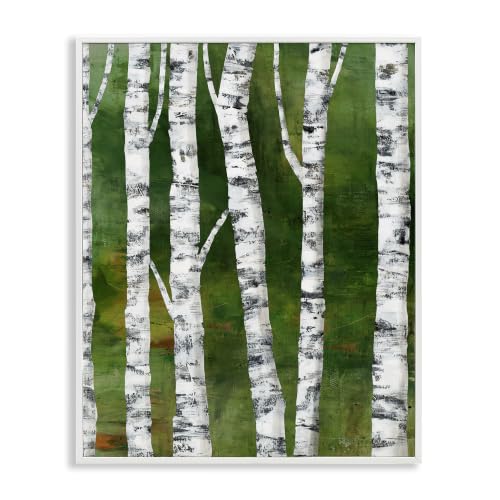 Stupell Industries Birch Trees Bark Collaged Green Woodlands Background, Design by Ruth Fromstein