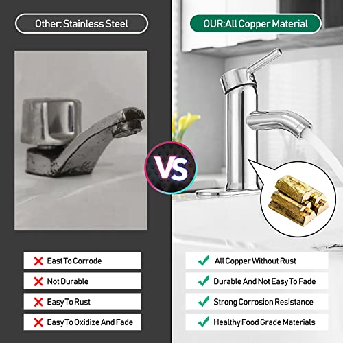 Bathroom Faucet Single Handle Bathroom Sink Faucet With Pop-Up Drain, Rv Lavatory Vessel Faucet With Deck Plate, Brass, Chrome, 1 Or 3 Hole #TOP4