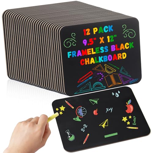 Humyoun 12 Pcs Chalk Board for Kids Bulk 9.5' x 12' Double-Sided Wooden Frameless Chalkboard Sign Blackboard for Kids Student School Classroom Home...