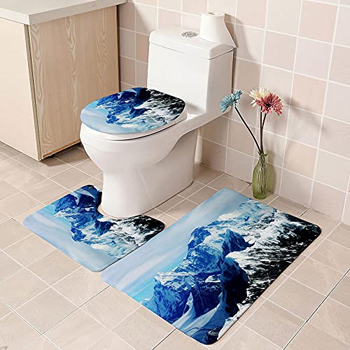 ZDDWLDL 4-Teilig Duschvorhang Set mit Rutschfesten Teppichen Toilettendeckel und Badematte Wasserdichtes Badezimmer… – Bild 5