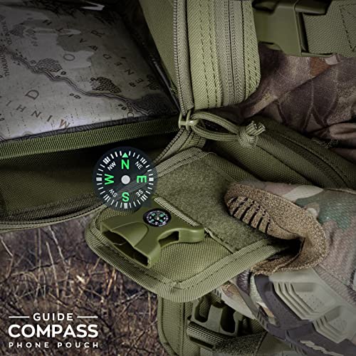 Wynex Tactical Compass Phone Pouch, Large Molle Smartphone Holster Case Double Capacity Small Utility Edc Pouch With Compass Buckle And Carabiner Army Green #TOP3