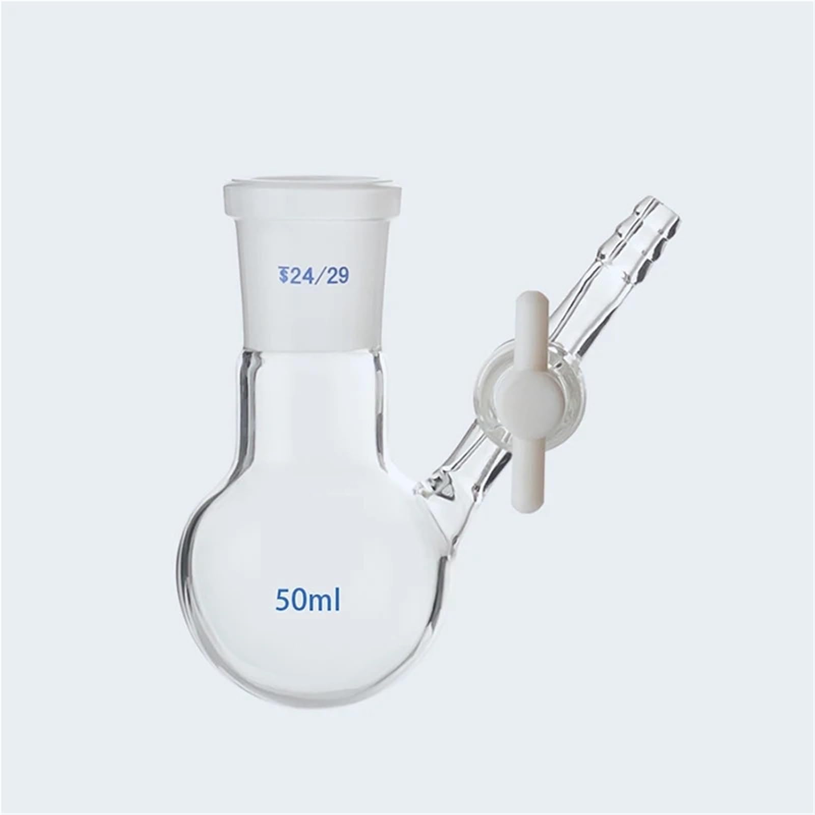 Matraz científico del juego, Matraz de reacción de laboratorio con forma de bola y pistón de PTFE, vidrio de borosilicato, de 25 ml a 1000 ml(500ml caliber24)