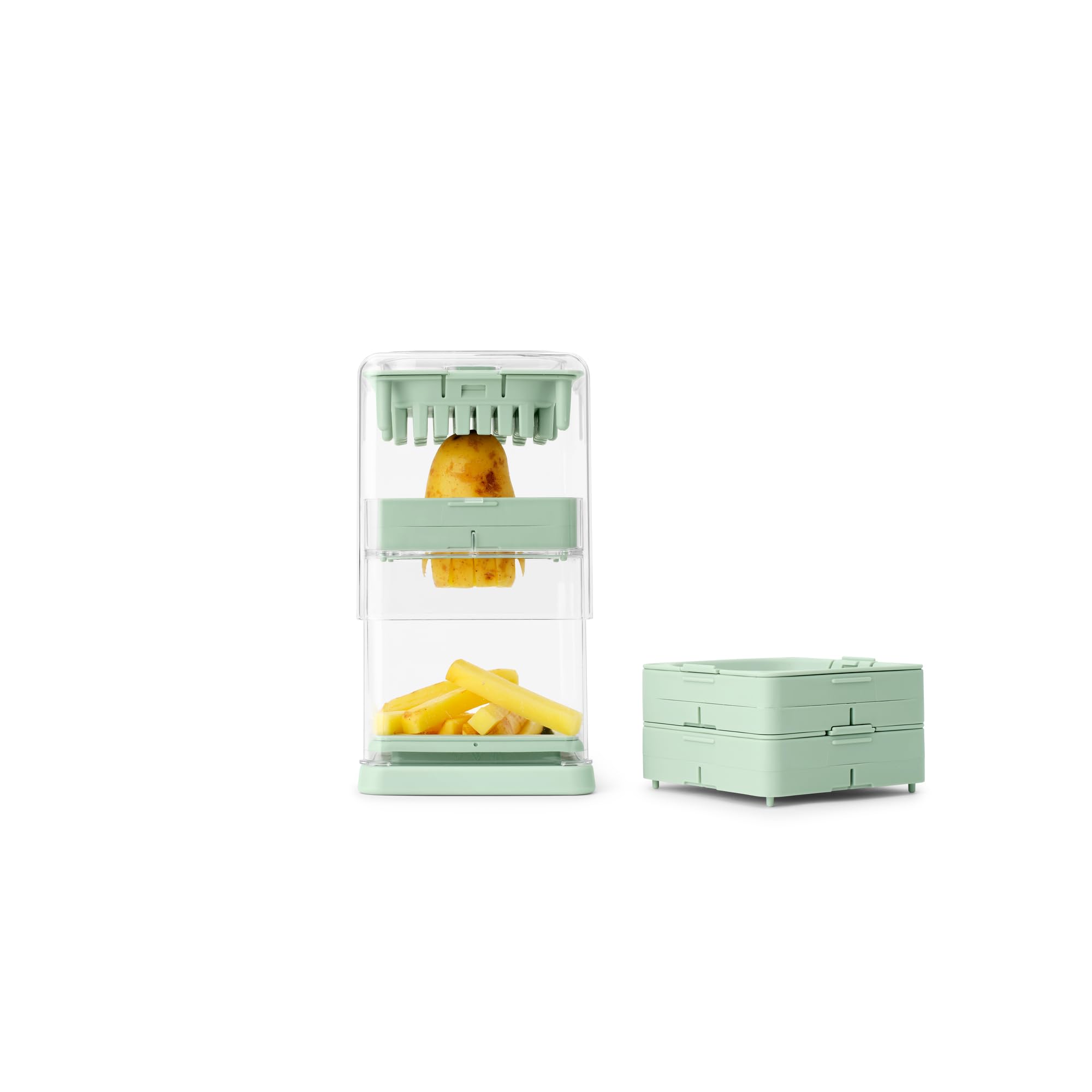 Brabantia Tasty Plus Potato Chip Cutter Jade Green Three Cutting Sizes Non Slip