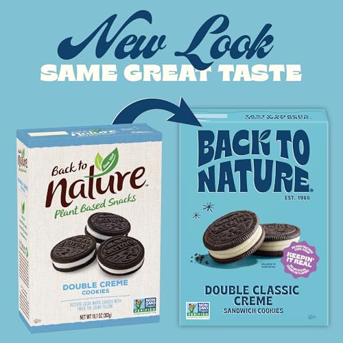 Image of Back to Nature Double Creme Sandwich Cookies, Plant-Based, Non-GMO, Plant-Based, Made with Wheat Flour, Snack Happy, 8.25 oz Box (Pack of 2)