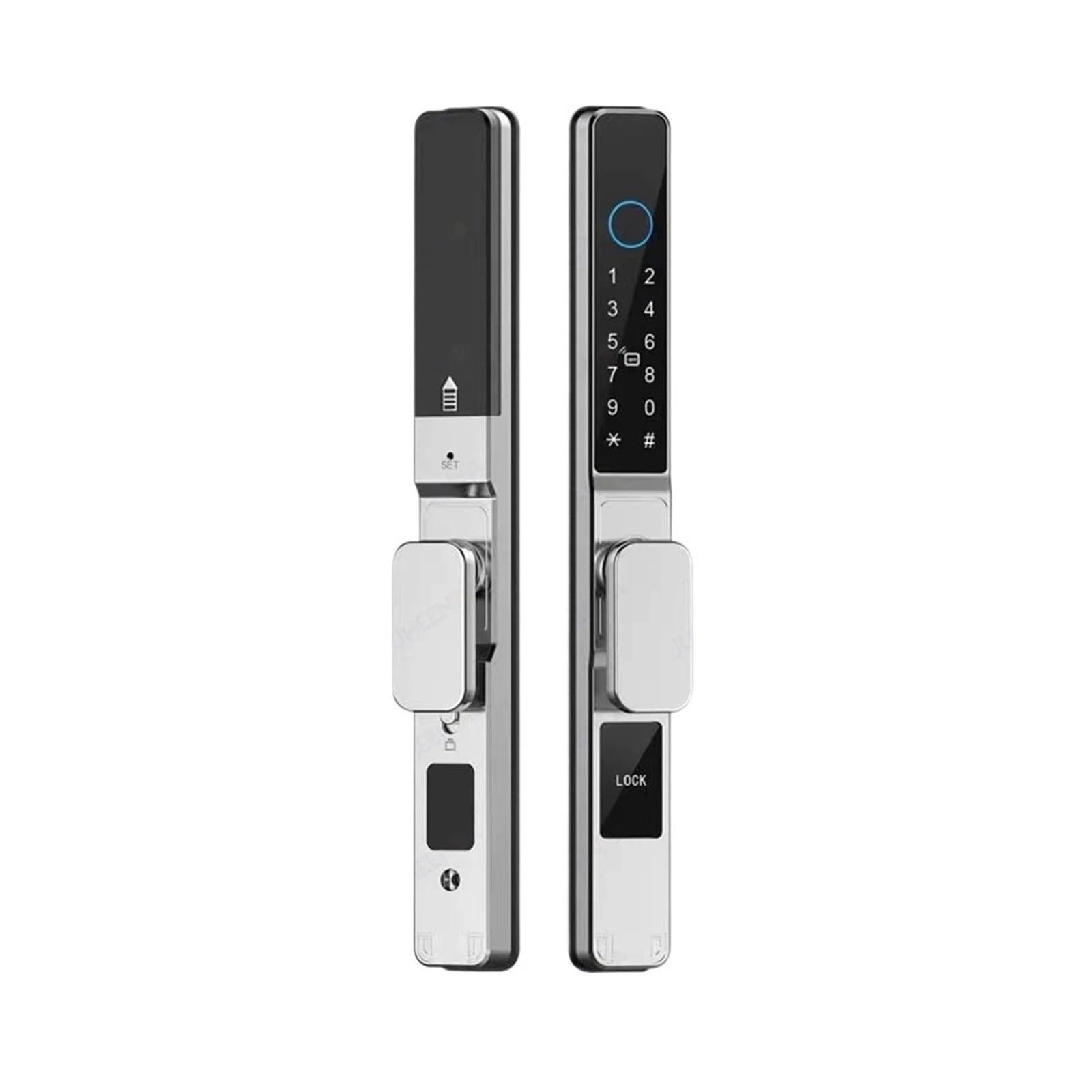 Serratura Intelligente, Porta scorrevole impermeabile Smart Lock Impronta digitale Scheda RFID Password Serratura elettronica in vetro di alluminio(Black3585-Long)