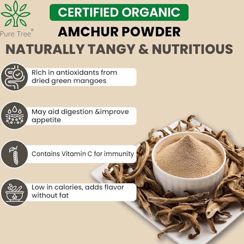 Image of Pure Tree Certified Organic Amchur Powder | 200 g | Glass Jar | Dry Mango Powder | Amchoor Powder For Chutney, Pickle, and Fruit Salad