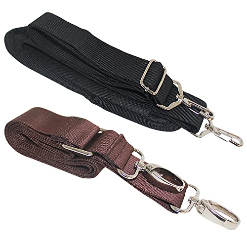2 Packs Universal Replacement Shoulder Straps, Afunta 57" 59" Adjustable Bag Belts With Metal Swivel Hooks For Luggage Duffel Bag Laptop Case - Black, Brown #TOP28