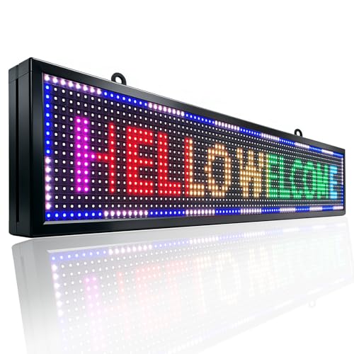 Image of P10 Programmable LED Sign 39 inch x 8 inch Outdoor Scrolling Message Board WiFi Control RGB Full Color High Brightness Digital Advertising Display for Business, Store, Bar, Restaurant