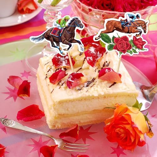 Kentucky Derby Cupcake Toppers, 30 PCS Derby Day Party Supplies Cake Toppers, Horse Racing Derby Cake Decorations, Run for the Roses Cupcake Toppers Toothpicks for Derby Horse Themed Party Supplies - Thumbnail 4