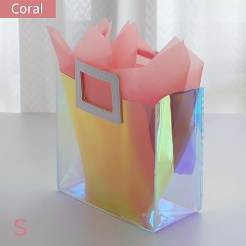 Miniatura 3 de VUOJUR 1 bolsa de regalo reutilizable S de 8.3 pulgadas y 1 M de 11 pulgadas con papel de seda, coral y orquídea