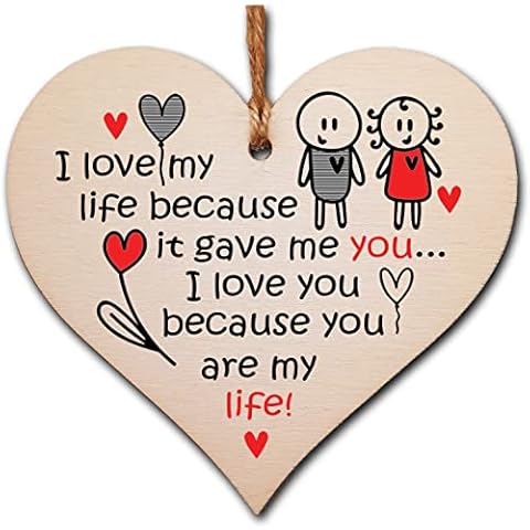Handmade Wooden Hanging Heart Plaque Gift perfect for your Boyfriend or Girlfriend Romantic Keepsake Cover