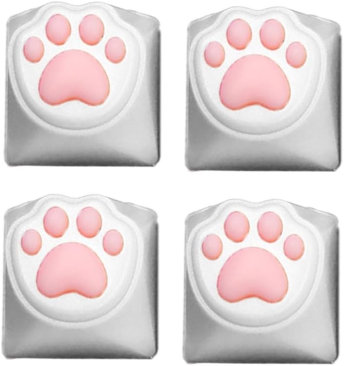 4 Pcs Novelty Cats Paw Keycaps Silicone Soft Gaming Keycaps Replacement for Mechanical Keyboard, Quiet Typing image 3