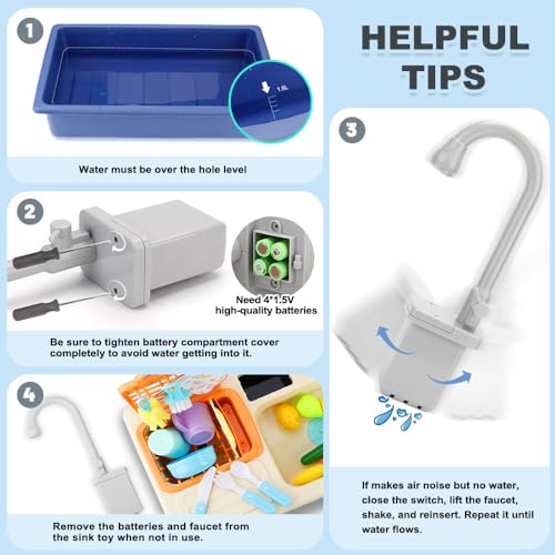 Bobxin WD-R42 Play Sink With Running Water, Kids Play Kitchen Toy Sink Electric Dishwasher thumb #4