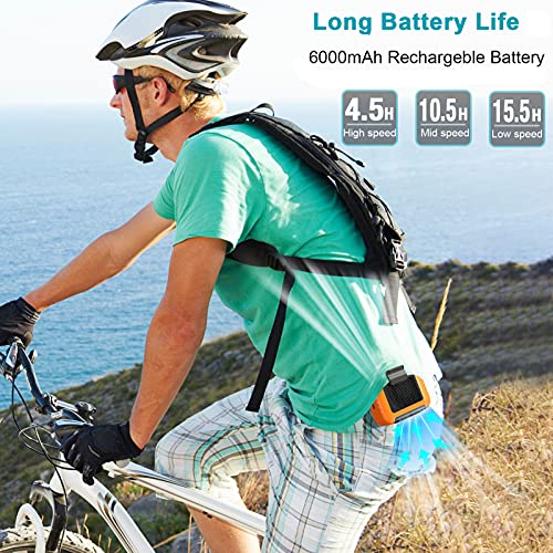 Yeedie 3-In-1 Portable Waist Clip Fan, 6000Mah Personal Rechargeable Neck Fan Up To 16H, Strong Airflow, 3 Speed, Hand Free Battery Operated Belt & Necklace Fan For Working Hiking Fishing #TOP1